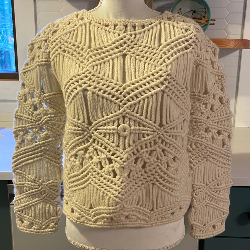 Tabula Rasa Ivory Crocheted Sweater